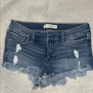 Abercrombie & Fitch Shortie Short Blue Frayed Denim Shorts
